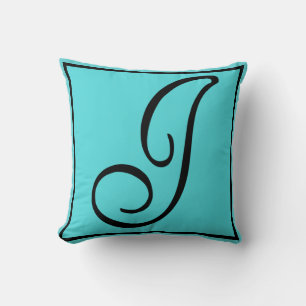 L PILLOW- The Letter L on Aqua Background Cushion