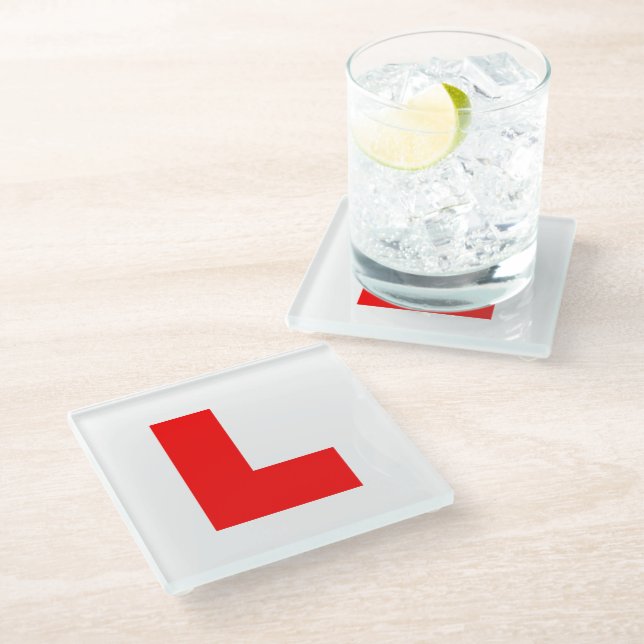 L-Plate Learner Driver / Bachelorette Hen Night Glass Coaster (Angled)