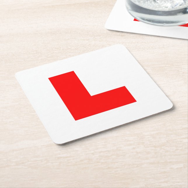 L-Plate Learner Driver / Bachelorette Hen Night Square Paper Coaster (Angled)