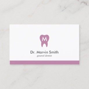 L Purple Dentist Monogram Tooth Dental Appointment Card