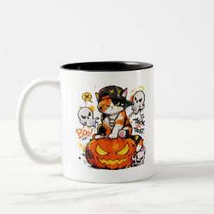 L&S Hip Hop Calico Cat Halloween Two-Tone Coffee Mug