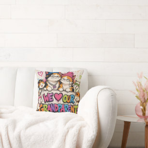 L&S We Love Our Grandparents Cat Family Cushion