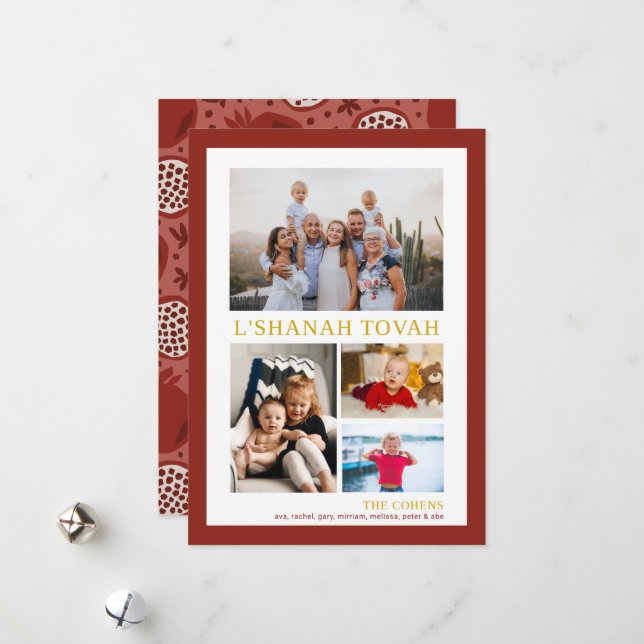 L' Shanah Tovah Rosh Hashanah Photo Collage  Holiday Card (Front/Back In Situ)