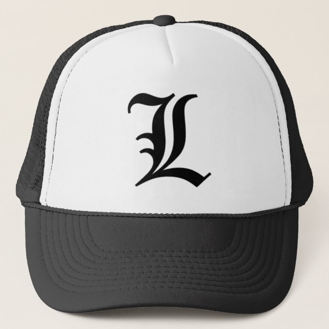 L-text Old English Trucker Hat (Front)