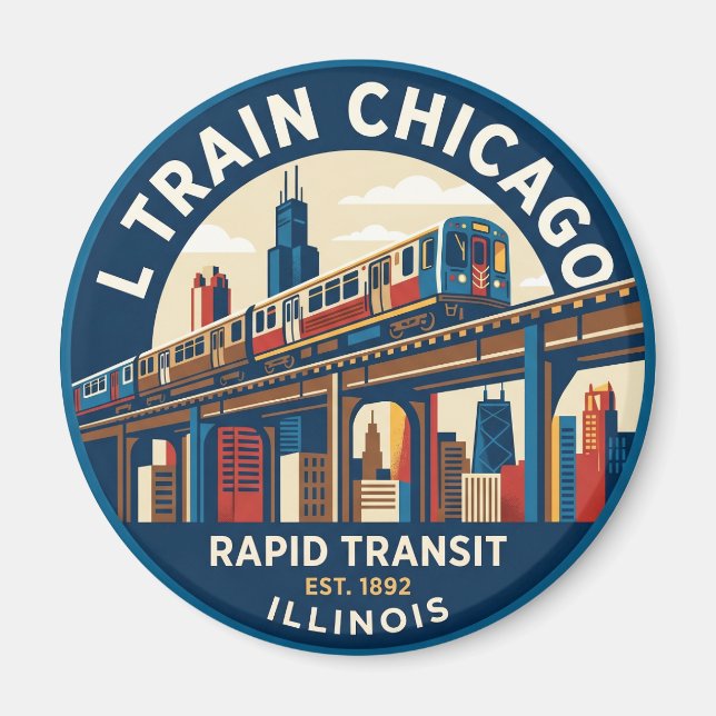 L Train Chicago Illinois Magnet (Front)