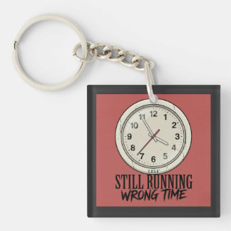L.U.S.A - Still Running Wrong Time - Cracked Clock Key Ring