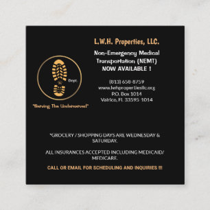 L.W.H. Properties, LLC calling card