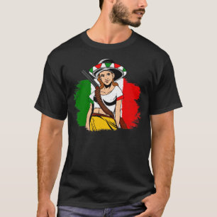 La Adelita Mexican Soldier Mexico Flag Gift T-Shirt