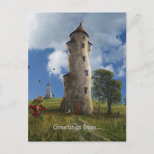 La Aldea, Greetings from... | Surreal Village Postcard (Front)