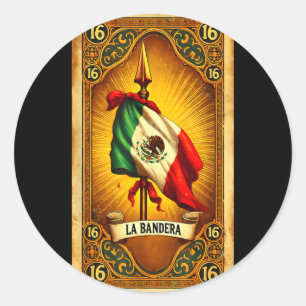 La bandera 16 chicano mexican heritage flag art classic round sticker