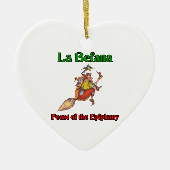La Befana (Christmas Witch) Feast of the Epiphany Ceramic Tree Decoration (Front)