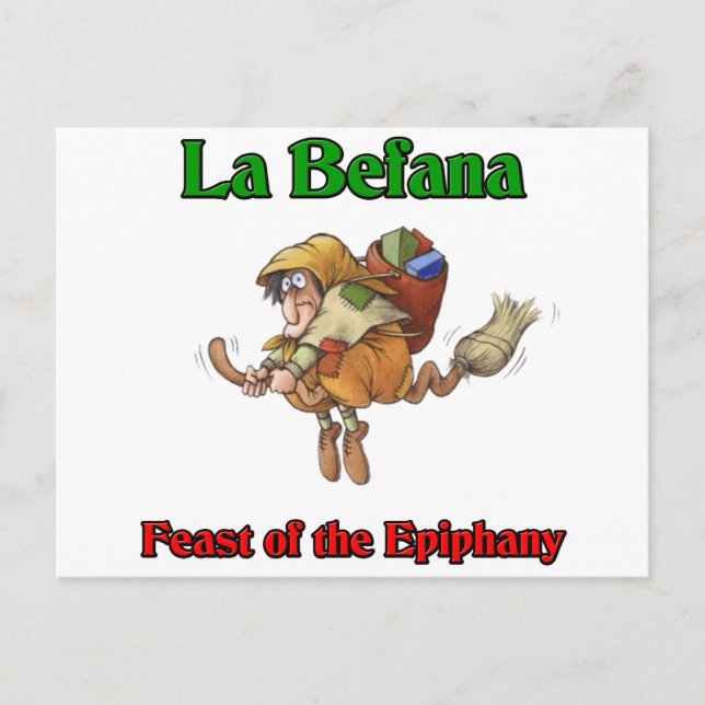 La Befana (Christmas Witch) Feast of the Epiphany. Holiday Postcard (Front)