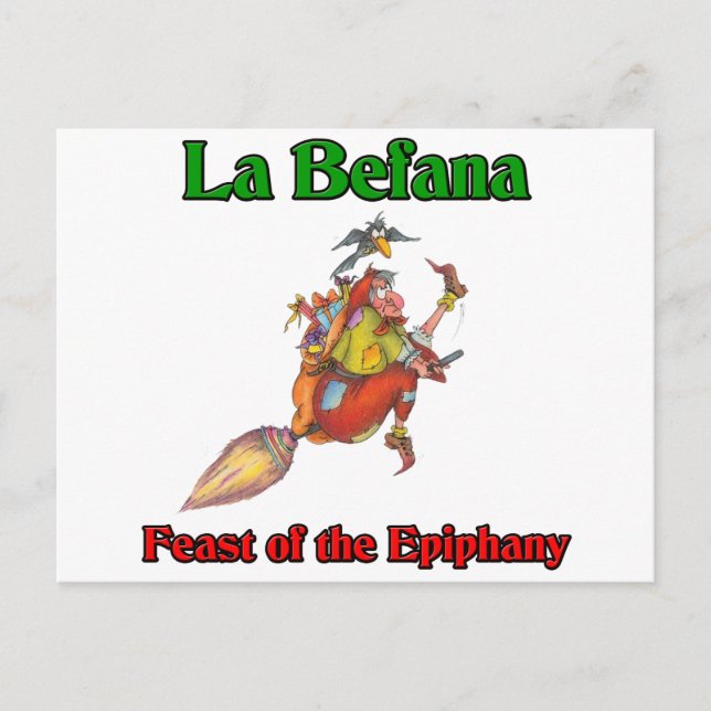 La Befana (Christmas Witch) Feast of the Epiphany Holiday Postcard (Front)