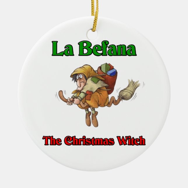 La Befana The Christmas Witch.. Ceramic Tree Decoration (Front)