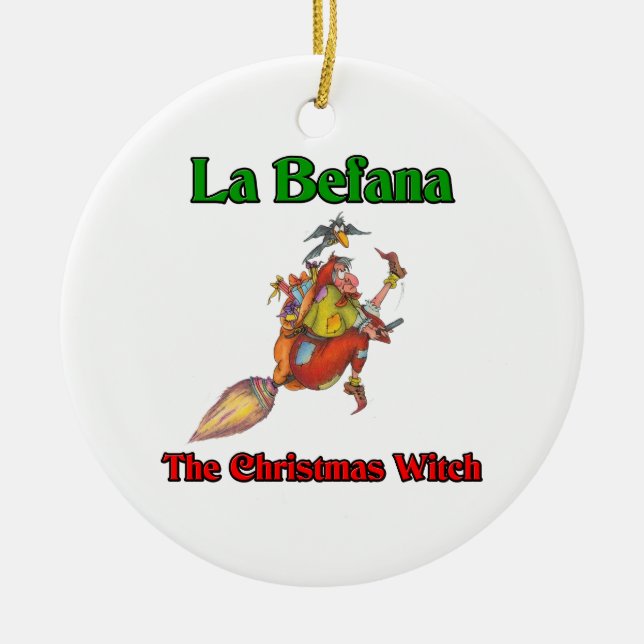 La Befana The Christmas Witch.. Ceramic Tree Decoration (Front)