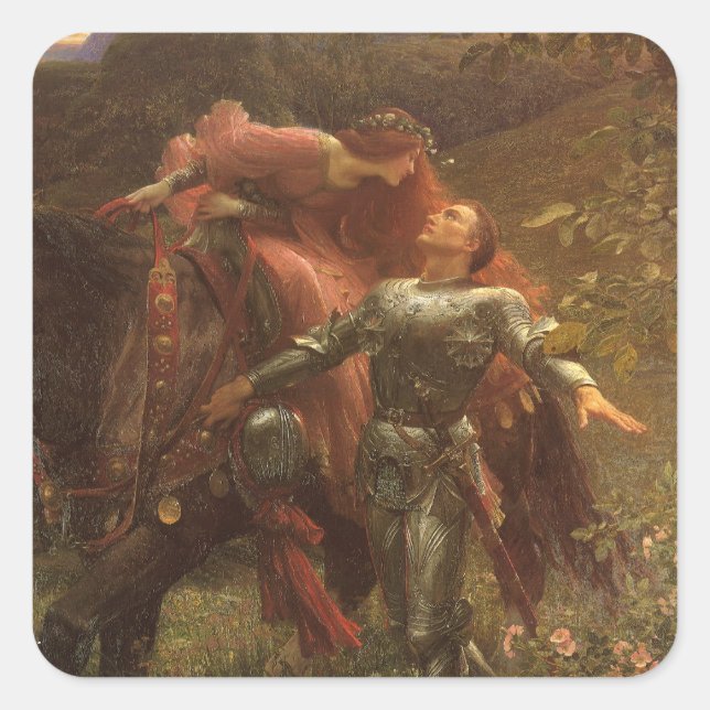 La Belle Dame sans Merci by Sir Frank Dicksee Square Sticker (Front)