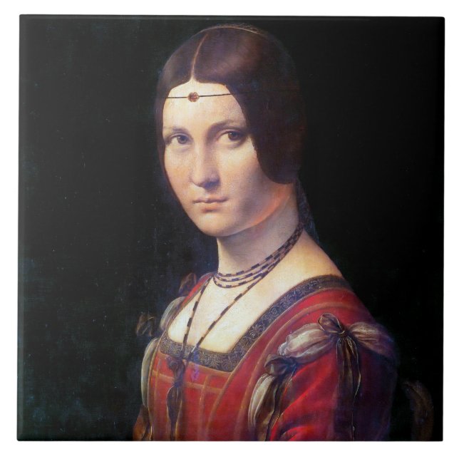 La Belle Ferronniere, Leonardo da Vinci Tile (Front)