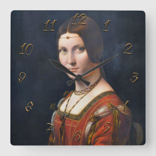 La Belle Ferronniere Square Wall Clock