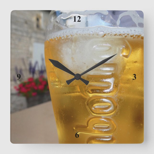 la Bière.  Square Wall Clock (Front)