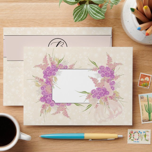 La Boca Golden blush Sheer bow-Monogram Envelope (Desk)
