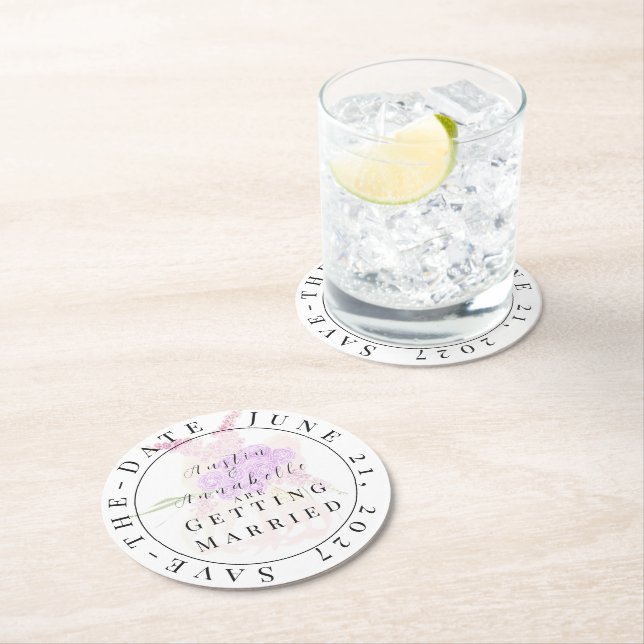 La Boca Rosa blush bow Save-the-Date coaster (Insitu)