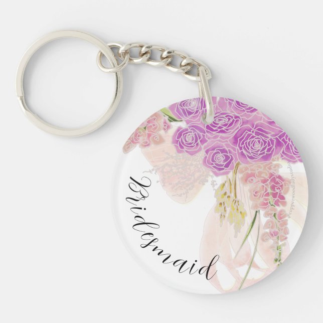 La Boca Rosa bow and Bouquet bridesmaid  Key Ring (Front)