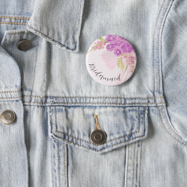 La Boca Vendretti  Pink Bow Bouquet bridesmaid  6 Cm Round Badge (In Situ)