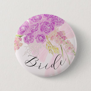 La Boca Vendretti Sheer Bow and Bouquet-Brides 6 Cm Round Badge
