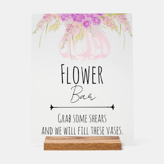 La Boca Vendretti Sheer Bow and Bouquet Flower Bar Acrylic Sign (Front)