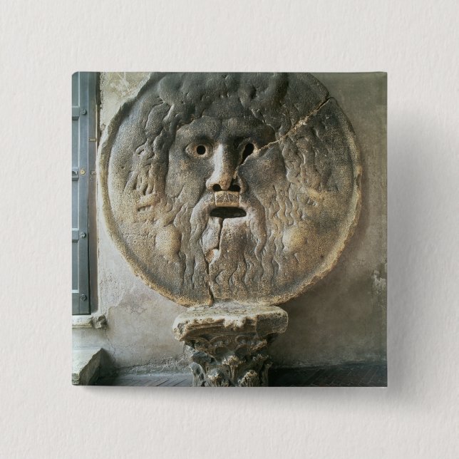 La Bocca di Verita (The Mouth of Truth) (photo) 15 Cm Square Badge (Front)