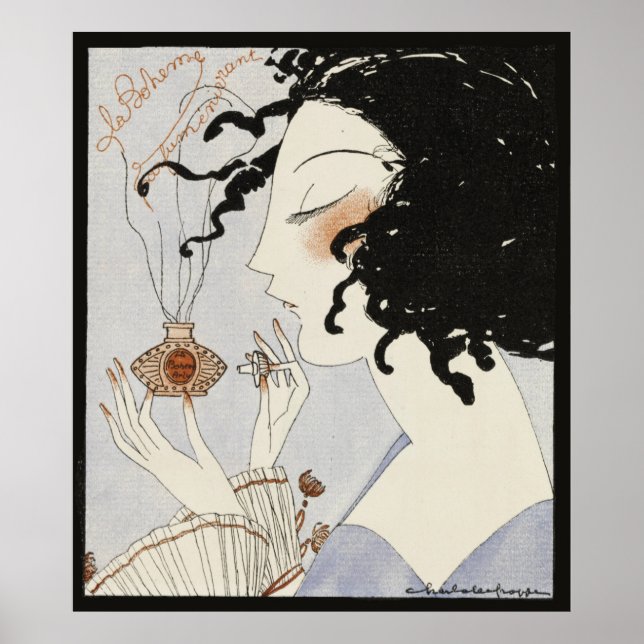 LA BOHEME,LADY WITH PERFUME BOTTLE ART DECO BEAUTY POSTER (Front)