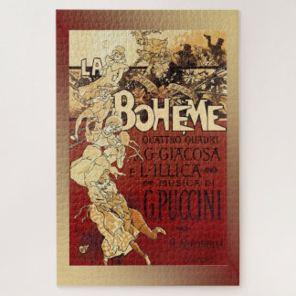 La Boheme ~ Puccini Opera 1896 Poster w/Background Jigsaw Puzzle