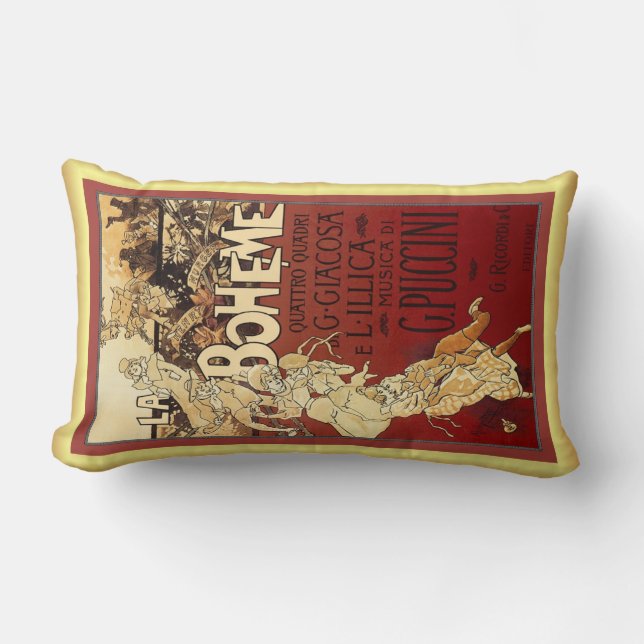 La Boheme ~ Puccini Opera ~ Paris Bohemian Life ~  Lumbar Cushion (Front)