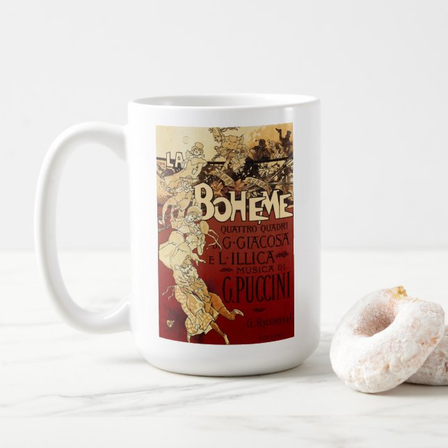 La Bohème - vintage 1896 poster Coffee Mug (With Donut)