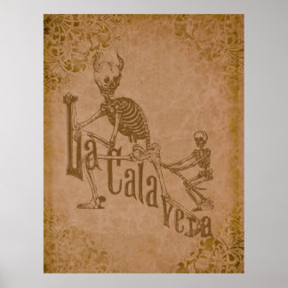 La Calavera by Jose Posada (grunge tan) Poster
