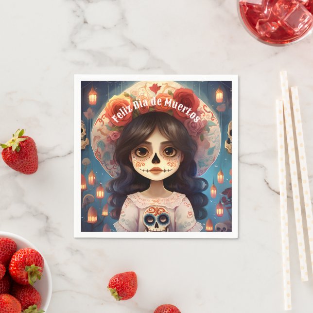  🌹La Calavera Catrina: Blossoms of Life 🌹 Napkin (Insitu)