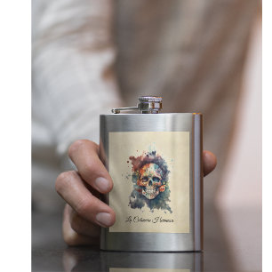 La Calavera Hermosa, custom Hip Flask