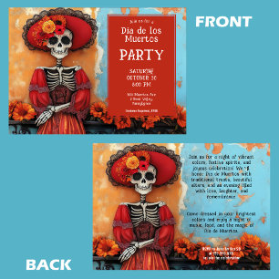 💀  La Calavera in hat with flowers Invitation