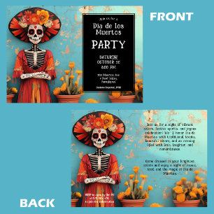 💀 La Calavera in hat with flowers Invitation