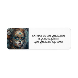 La Catrina Azul Dia de los Muertos Sugar Skull