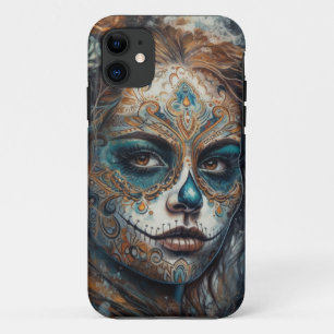 La Catrina Azul Dia de los Muertos Sugar Skull iPhone 11 Case