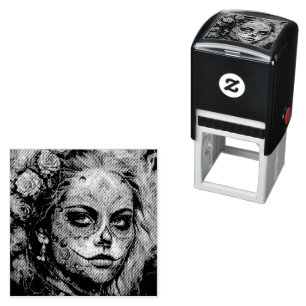 La Catrina Azul Dia de los Muertos Sugar Skull Self-inking Stamp