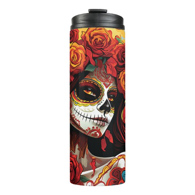 La Catrina Calavera Day of the Dead Halloween  Thermal Tumbler (Front)