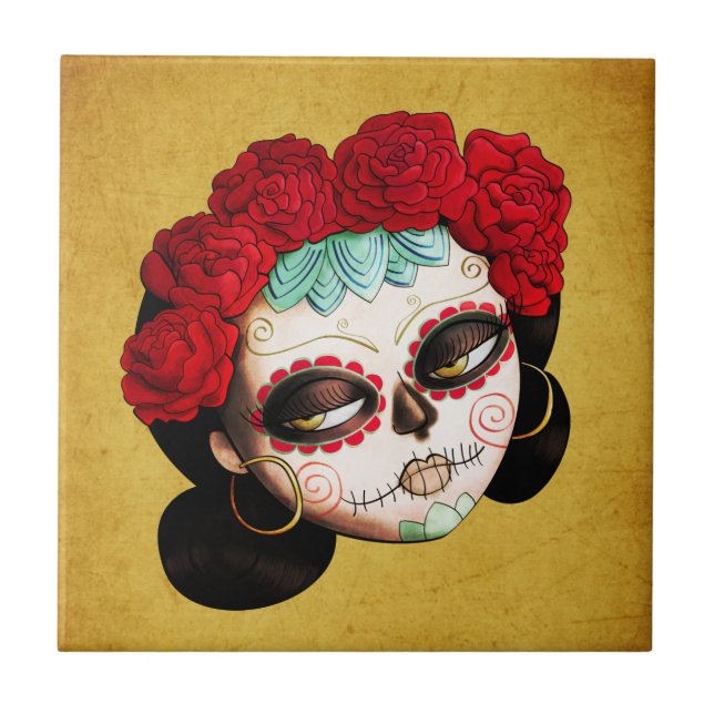 La Catrina - Dia de Los Muertos Girl Tile (Front)