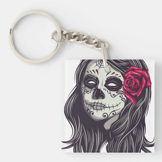 La Catrina - Dia De Los Muertos Key Ring (Front)