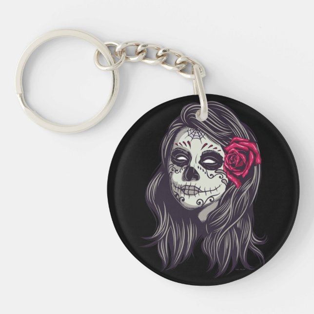 La Catrina - Dia De Los Muertos Key Ring (Front)