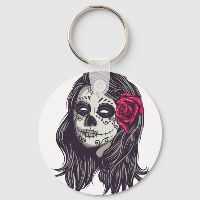 La Catrina - Dia De Los Muertos Key Ring (Front)