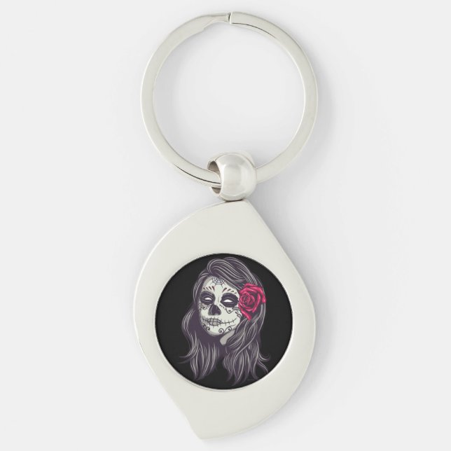 La Catrina - Dia De Los Muertos Key Ring (Front)