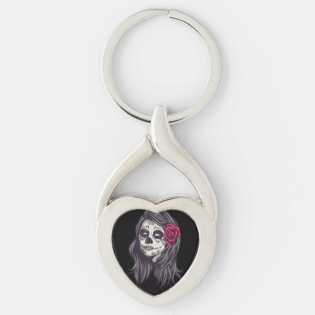La Catrina - Dia De Los Muertos Key Ring (Front)
