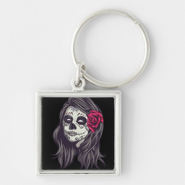 La Catrina - Dia De Los Muertos Key Ring (Front)